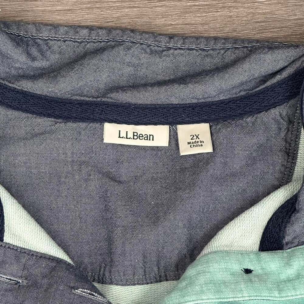 L.L. Bean 1/4 Button Pullover Sweatshirt Heather Teal Women's 2X - Picture 3 of 6